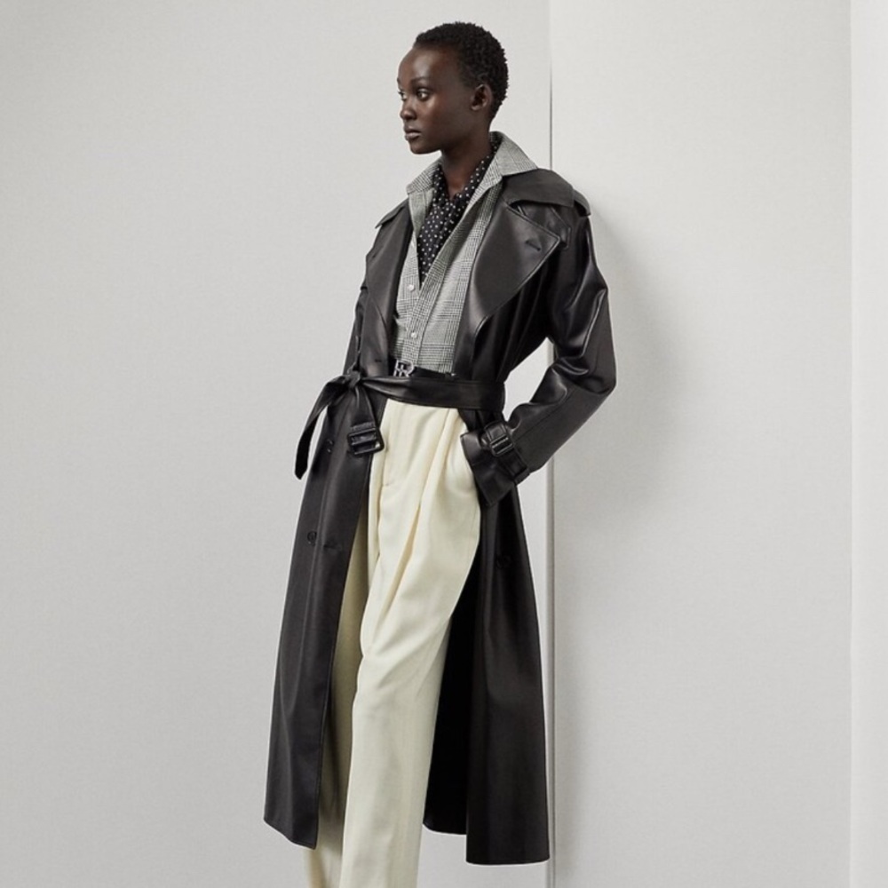 Ralph Lauren Purple Label Leather Trench Coat